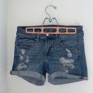 Light wash jean shorts
